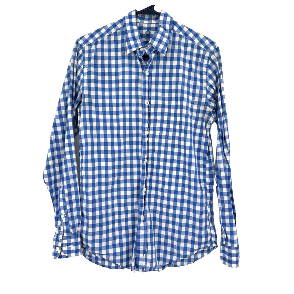 J. Crew size XS lightweight shirt blue white check plaid long sleeve button up